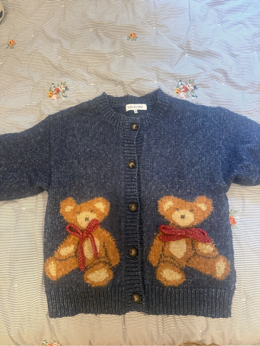 Sophie la girafe Navy Teddy Knit Cardigan
